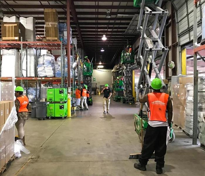 SERVPRO techs in a Nashville warehouse after it experienced fire damage
