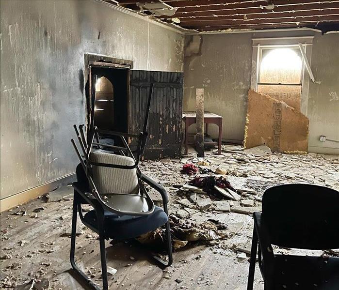 Fire damage in a classroom in Nashville, TN