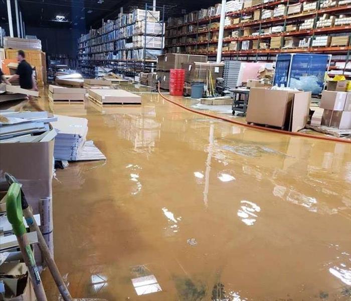Flooding in warehouse in Nashville, TN due to heavy rains